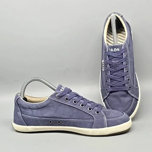 Taos Moc Star 2 Indigo Distressed Canvas Lace Up Shoes Women's Size 8 - Picture 1 of 12